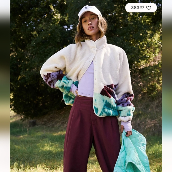 NWT Free People - Hit the Slopes - Sunrise Summit Ivory Combo - Sherpa Jacket - Picture 3 of 16